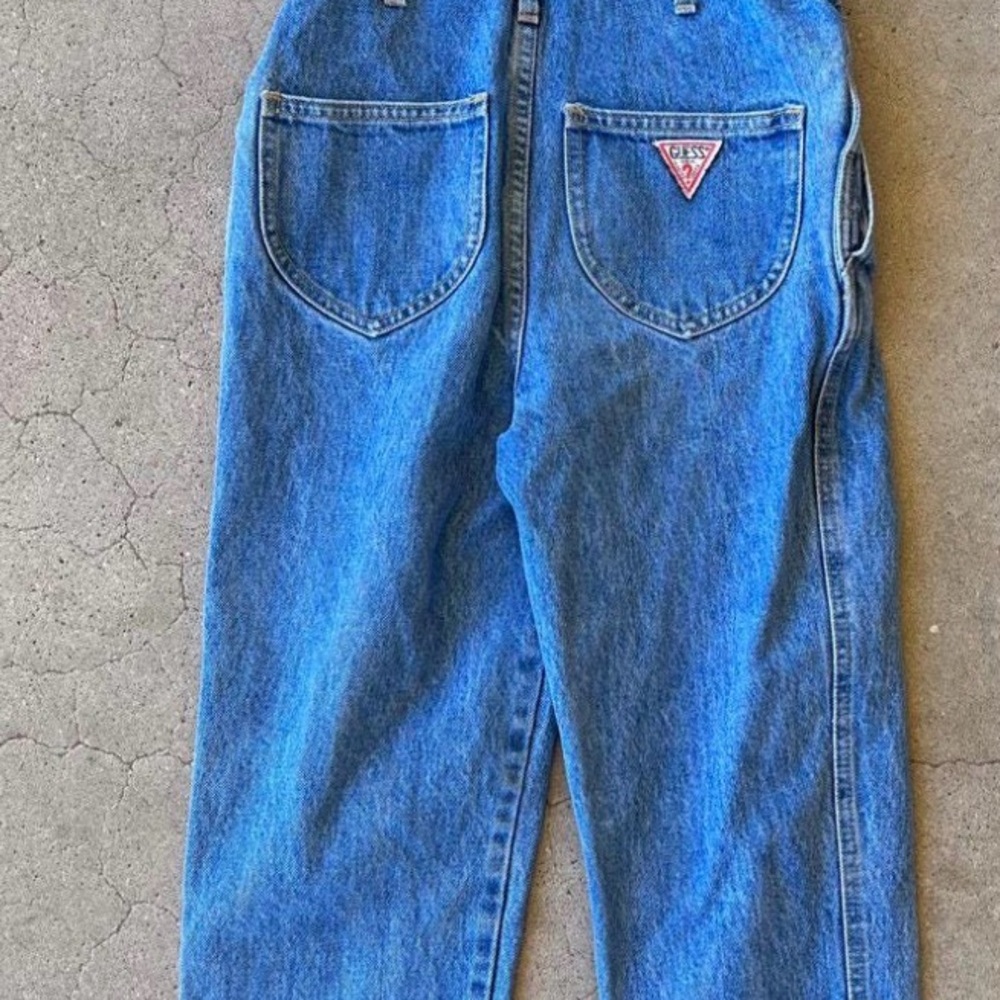 Girls Size 8 Guess Classic Blue Denim Overalls 80s Vintage - Picture 5 of 6